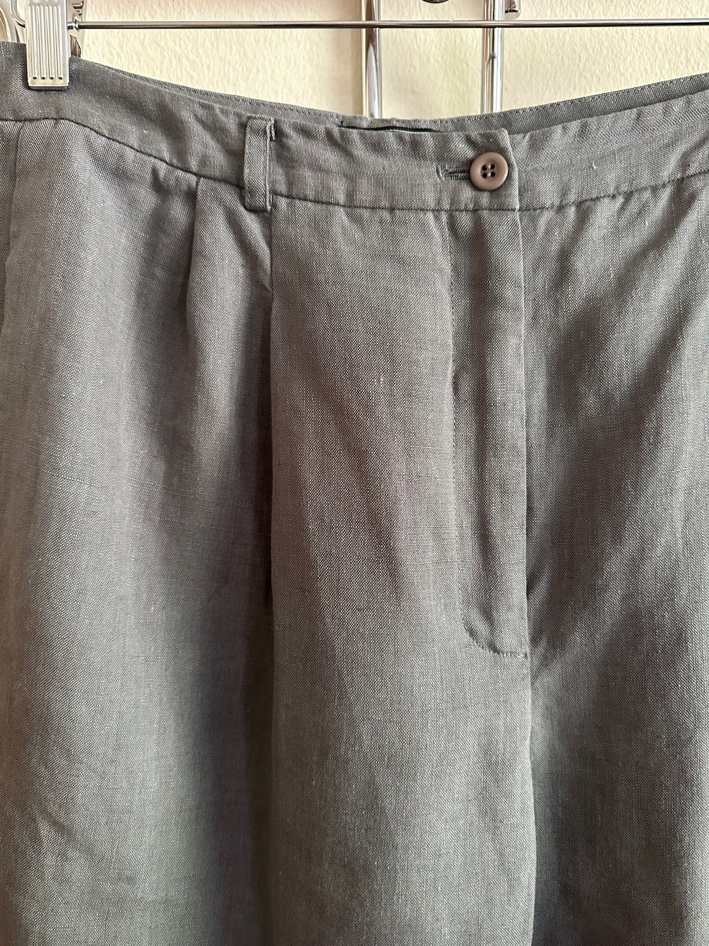 90s Grey Linen Pleated Trousers