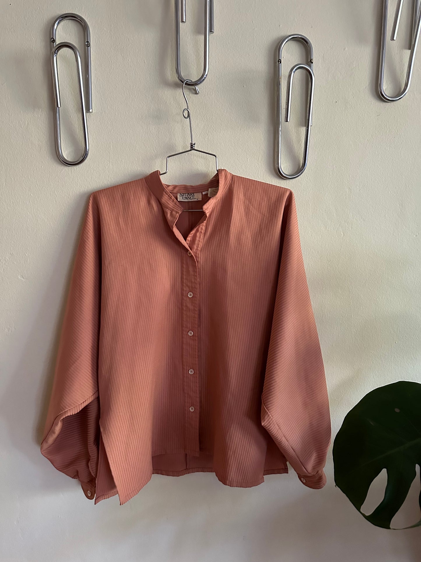 70s Pink/Salmon Striped Blouse