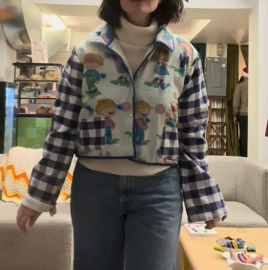 Upcycled Blue Children’s Blanket Jacket