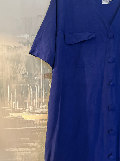 90s Blue Silk Dress - Tess