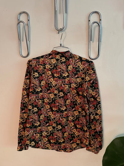 70s Orange and Black Paisley Shirt