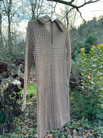 60s Green and Pink Knit Dress