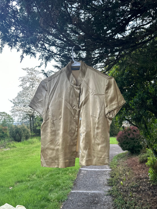 90s Gold Silk Banana Republic Shirt