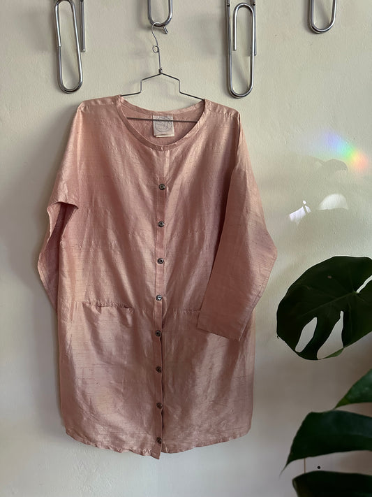 80s/90s Pink Raw Silk Dress:  J Morgan Puett