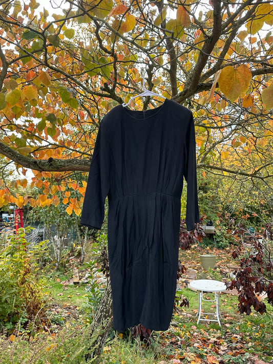 80s Black Rayon Dress