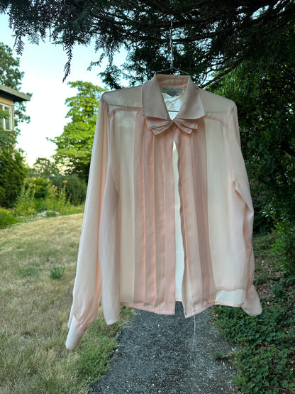 90s Pink Pleated Blouse
