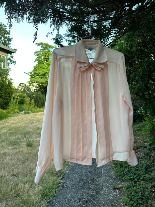 90s Pink Pleated Blouse