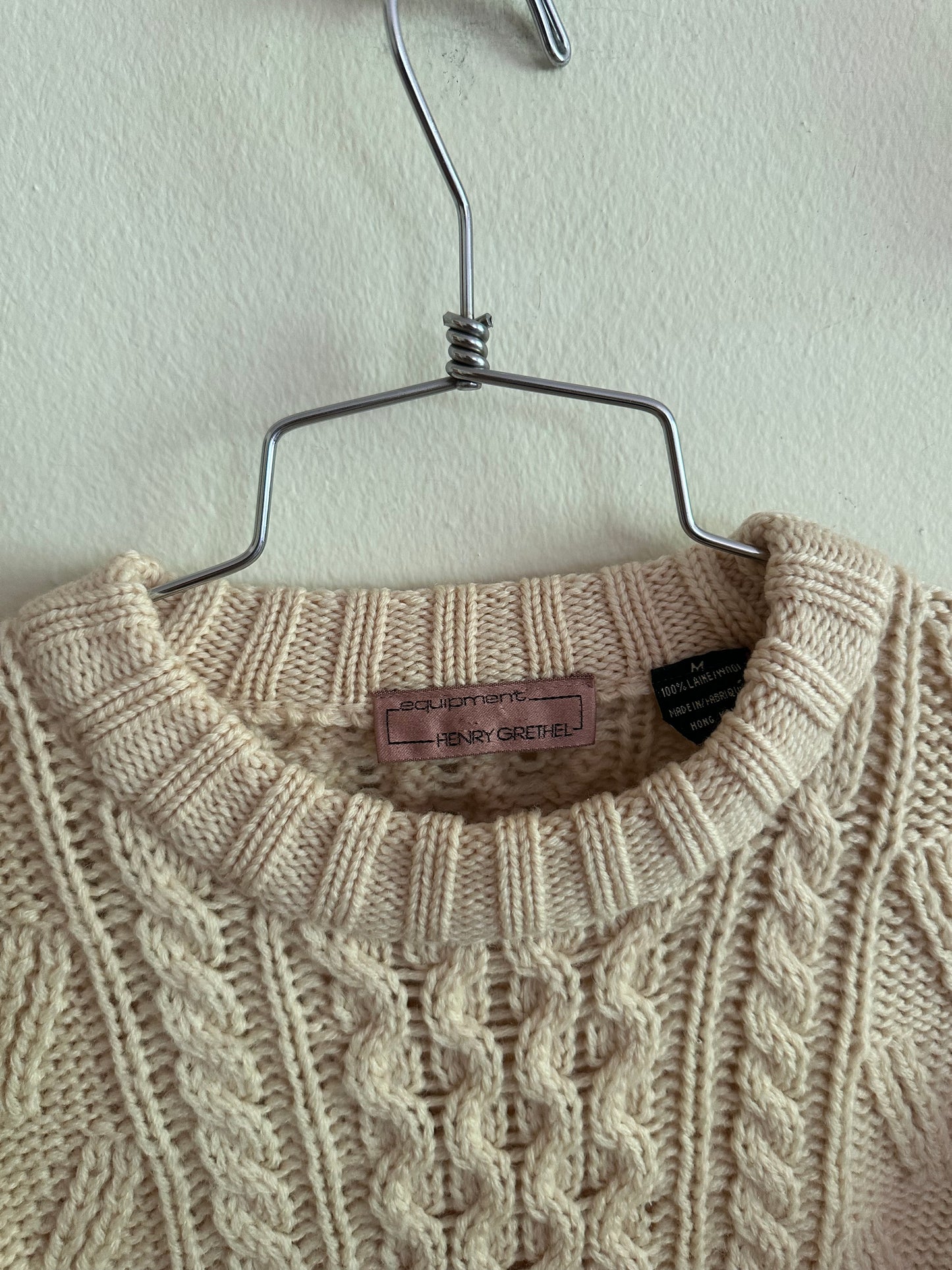 70s White Wool Fisherman Sweater