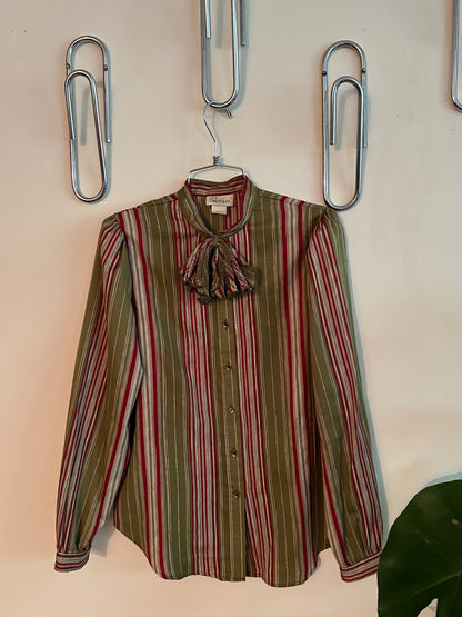 70s Green and Red Striped Shirt