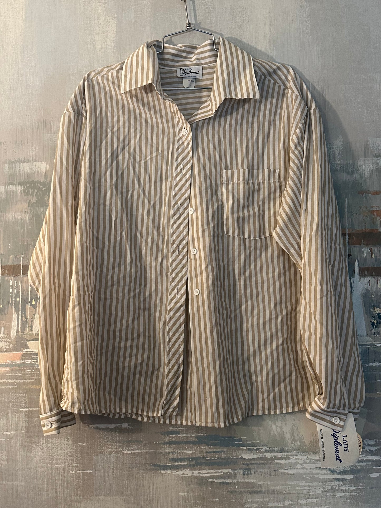 90s Tan Stripe Dead stock Shirt Lady Diplomat