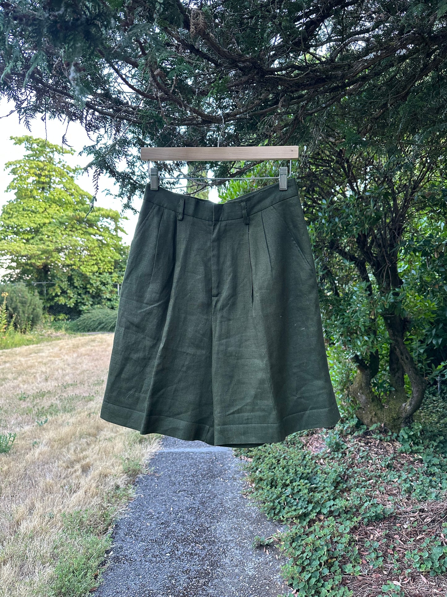 90s Green Linen Shorts