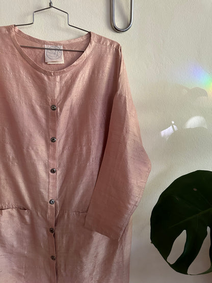 80s/90s Pink Raw Silk Dress:  J Morgan Puett