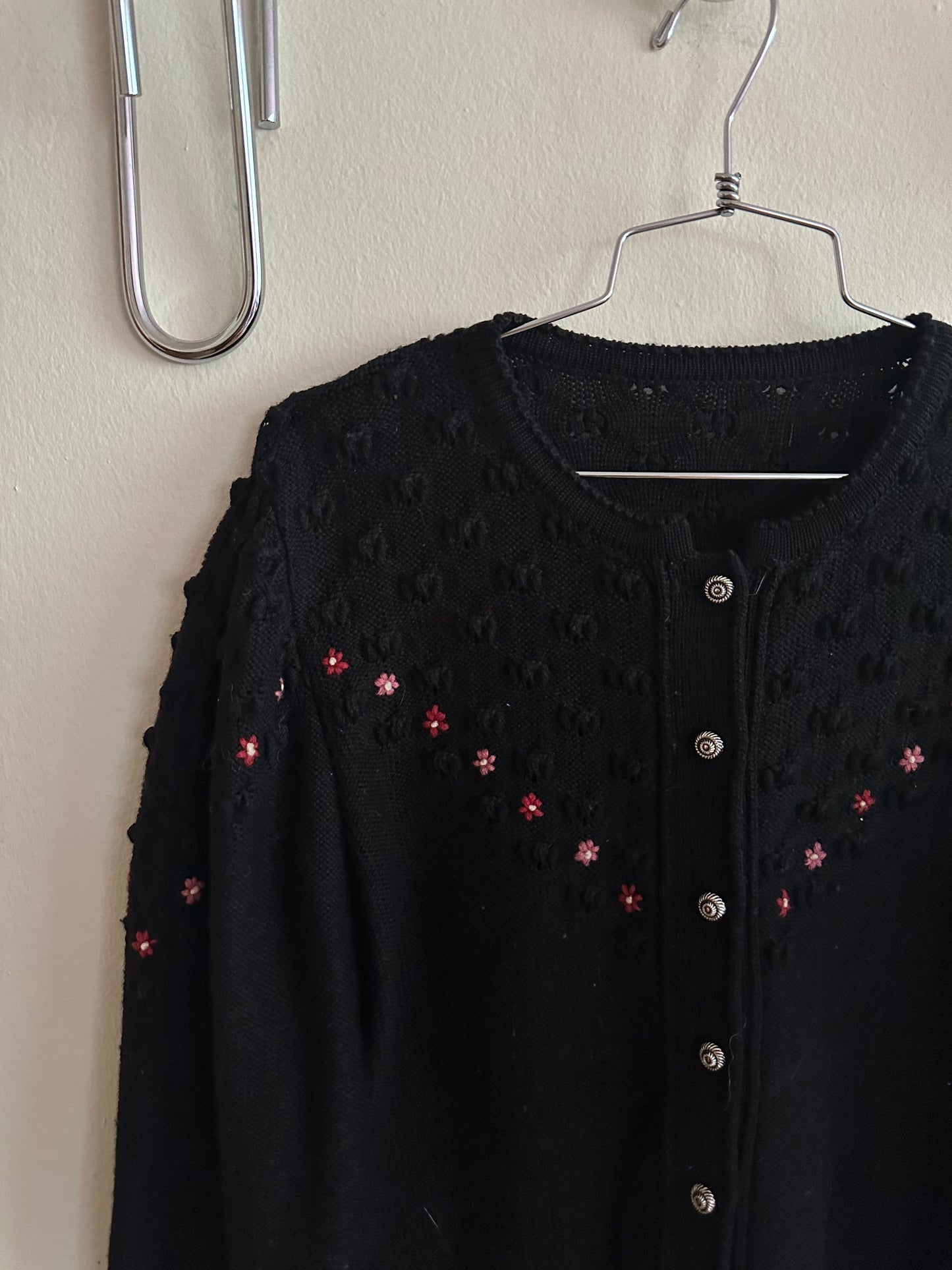 80s/90s Black Floral Cardigan