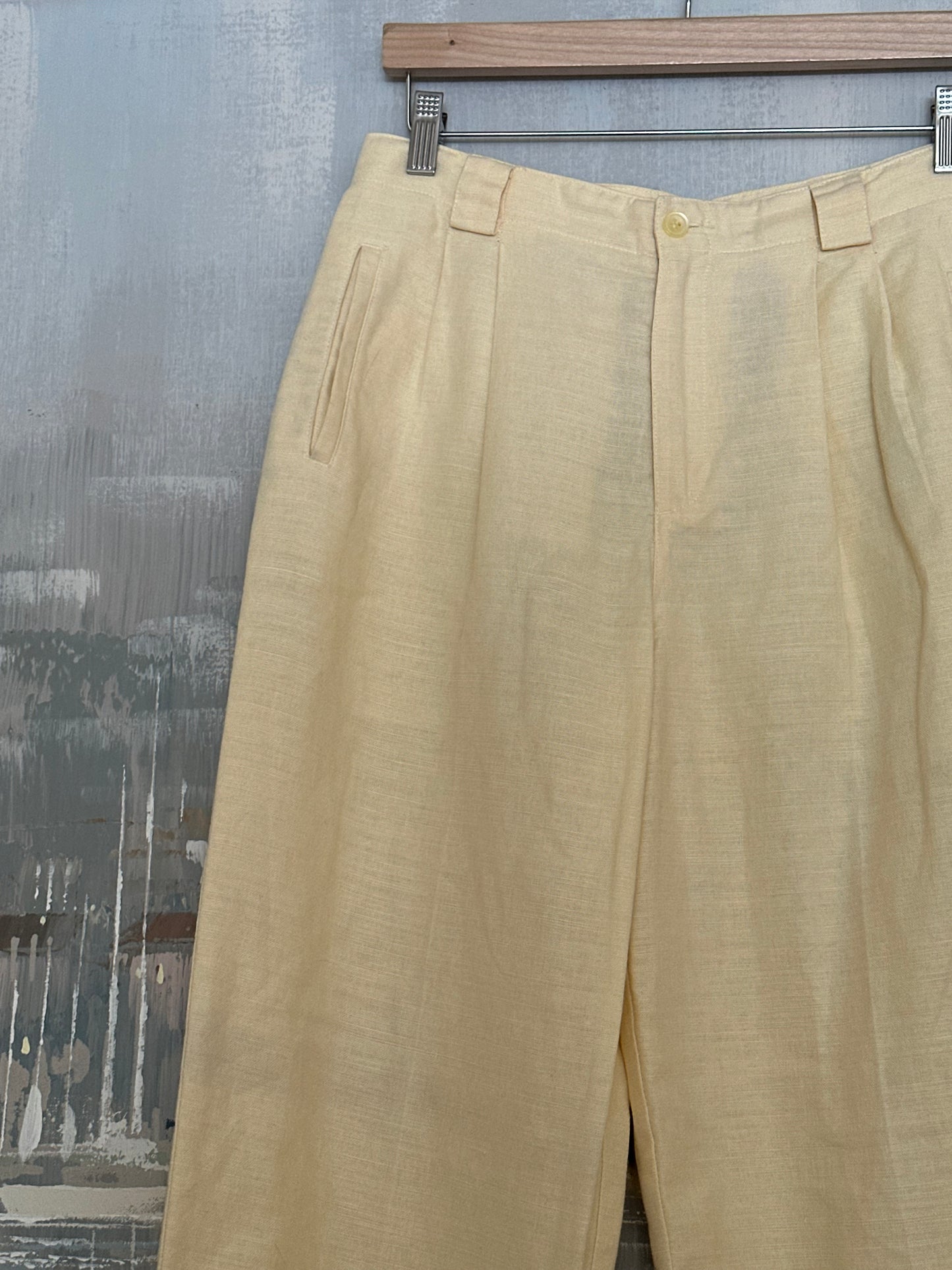 80s Yellow Linen Trousers