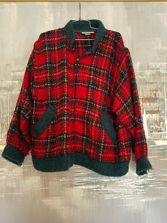 90s Red and Green Plaid Jacket and Vest