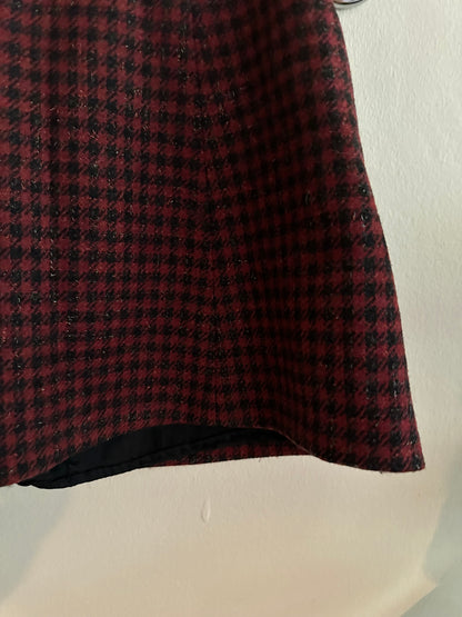 60s Red Hounds Tooth Wool Mini Skirt