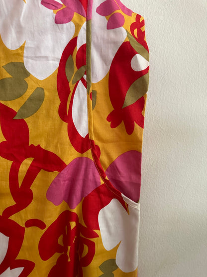 60s Yellow Print Mod Hawaiian Dress