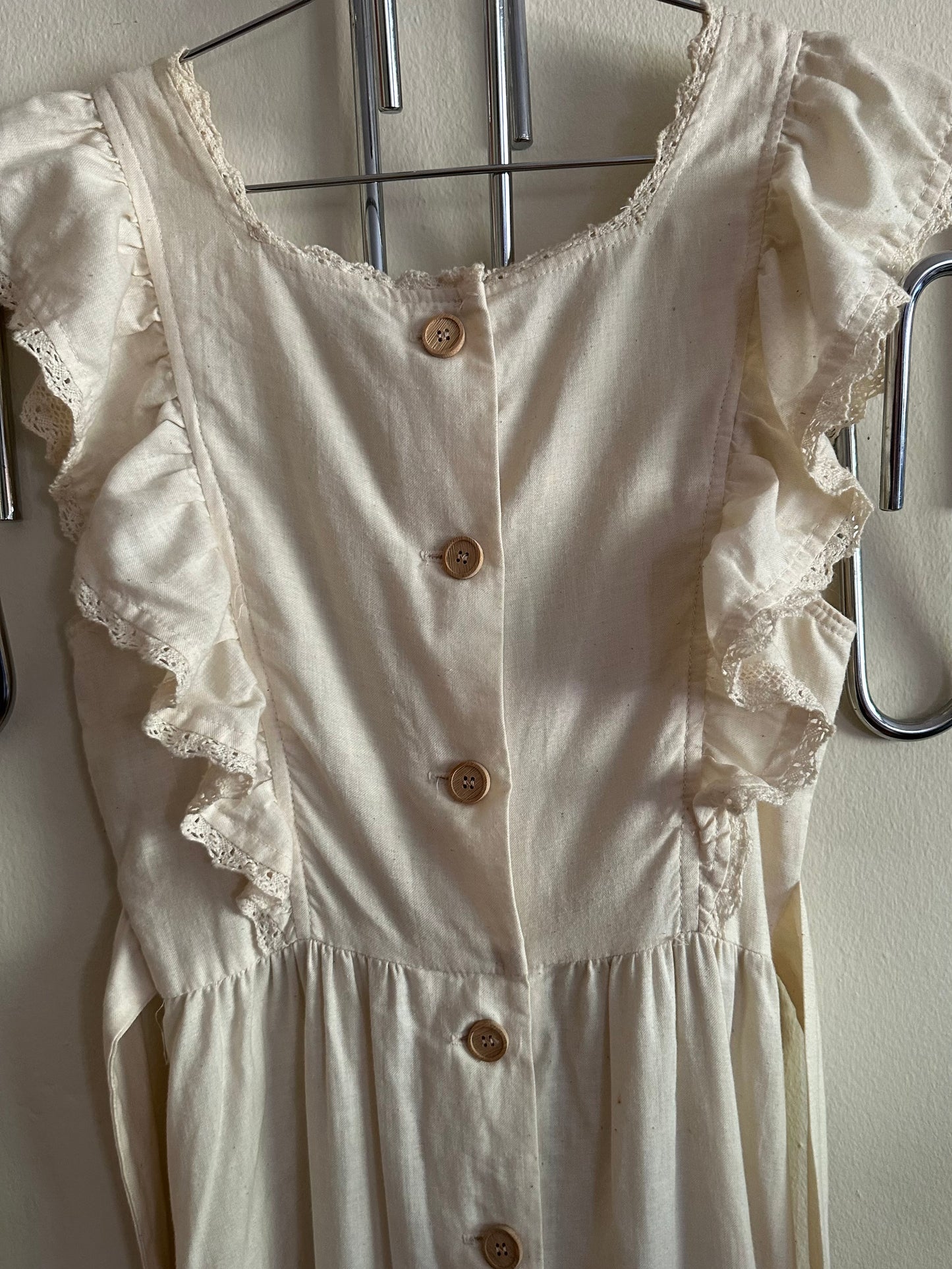 70s White Apron Dress