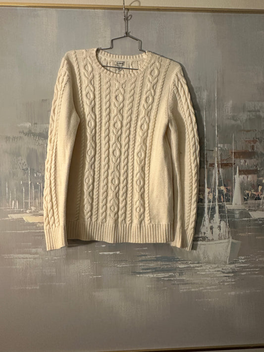 White Cotton Fisherman Sweater - LL Bean