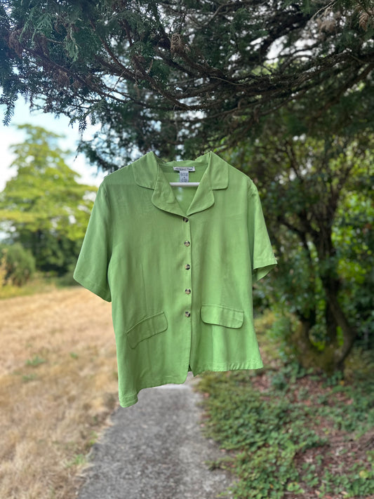 90s Green Silk Shirt