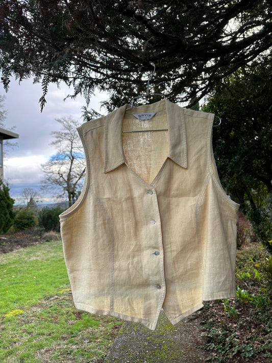 90s Yellow Linen Tank Top