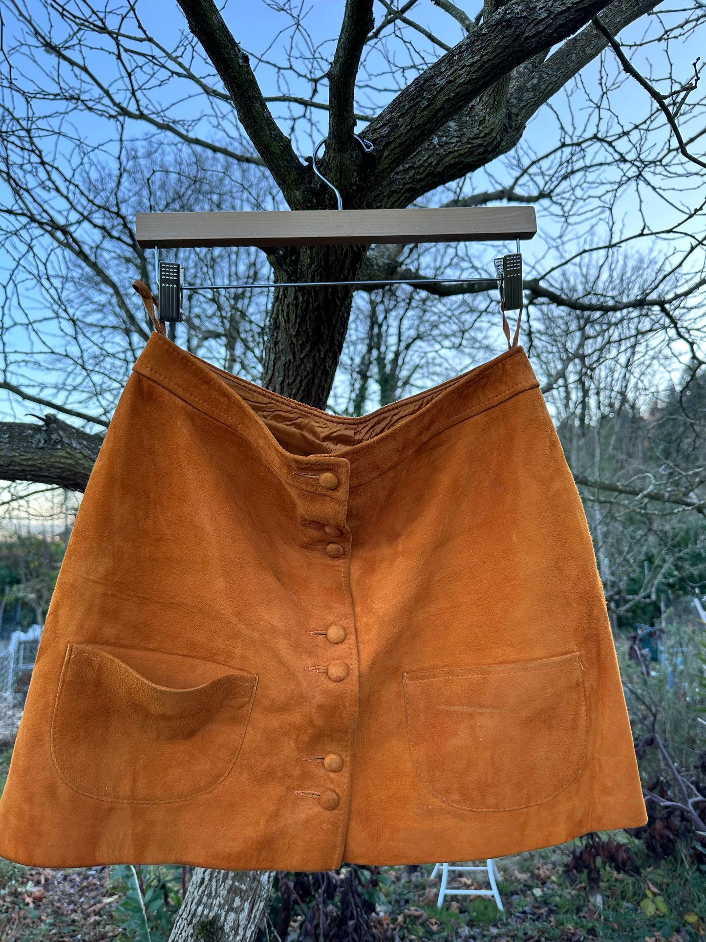 60s Orange Suede Mini Skirt