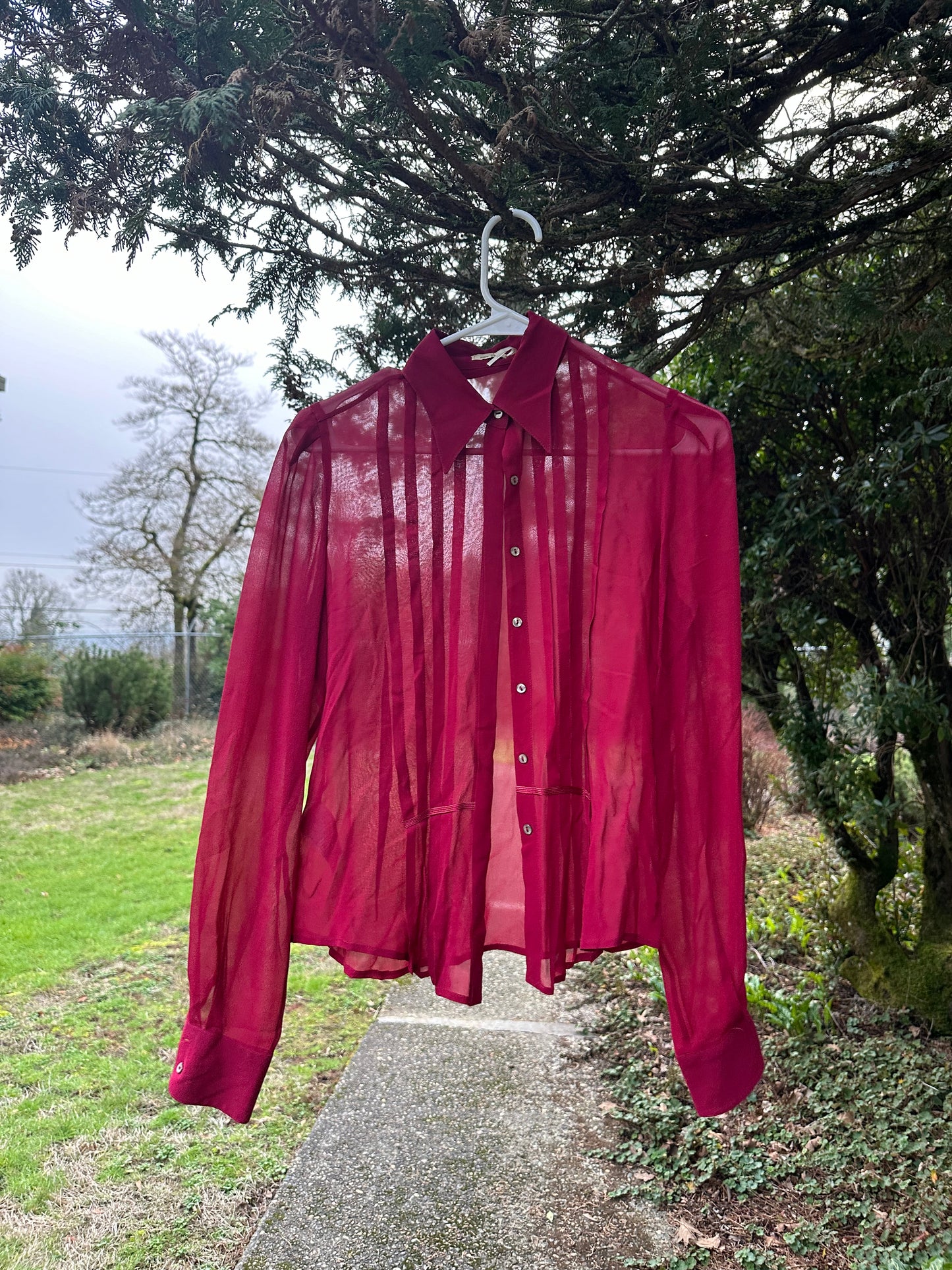 90s/Y2K Red Silk Blouse