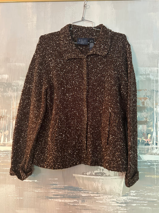 90s Brown Crazy Horse Zip Sweater