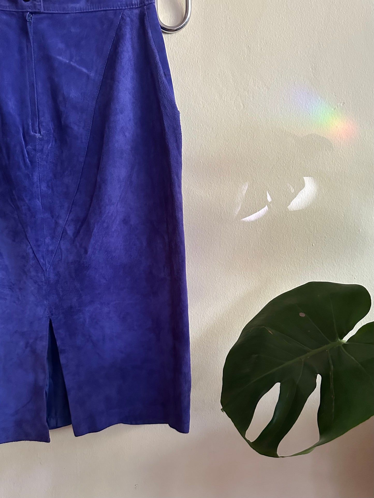 80s Blue Suede Skirt