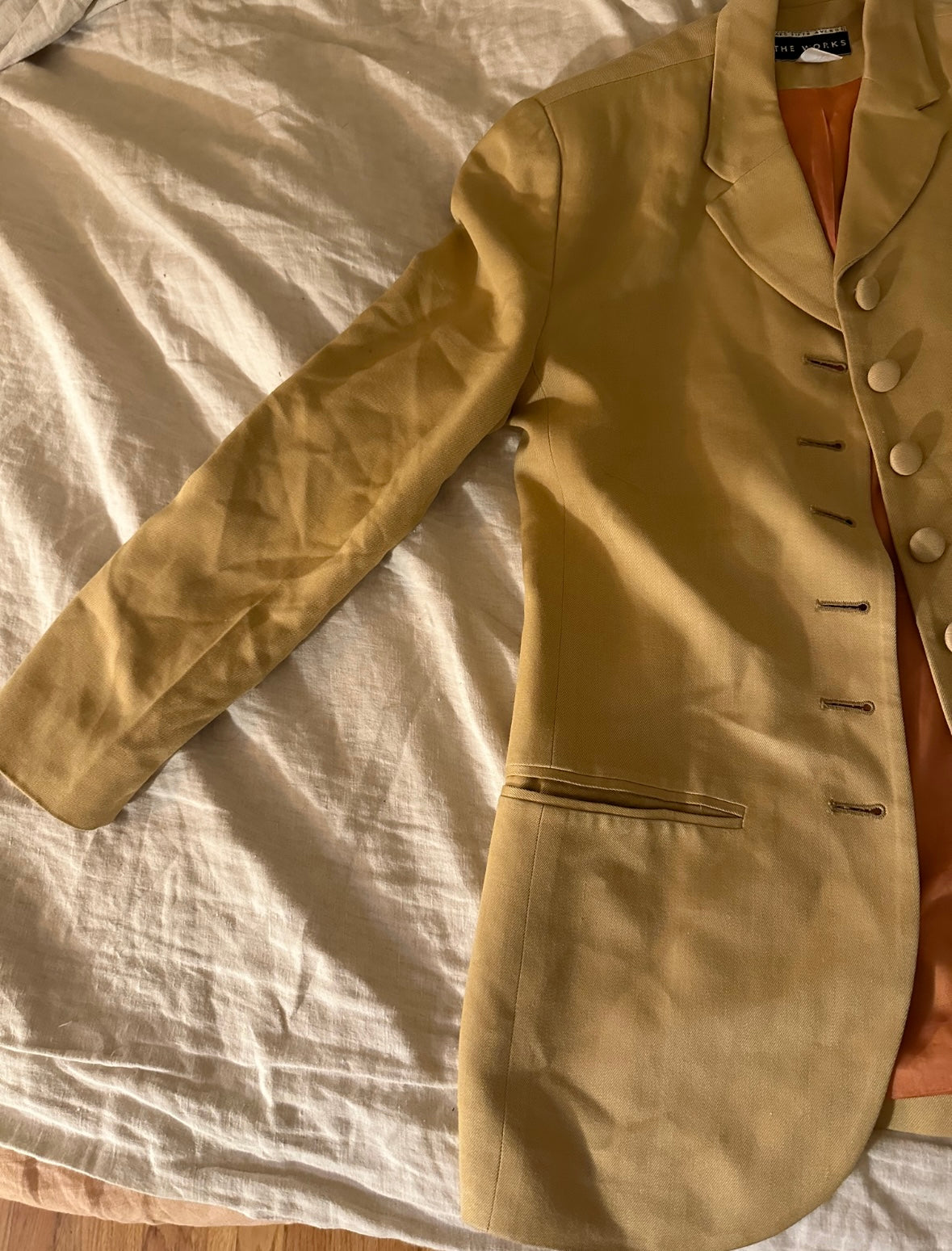 90s Tan Silk Saks Fifth Avenue The Works blazer