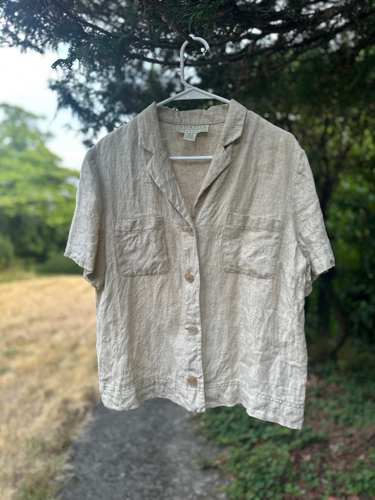 90s Tan Linen Shirt - Norton