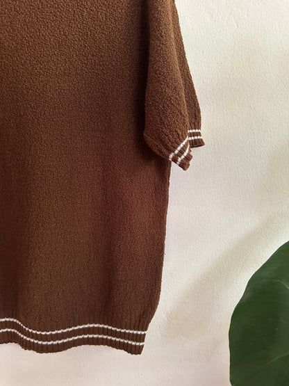 60s Brown Mock Neck Knit Top