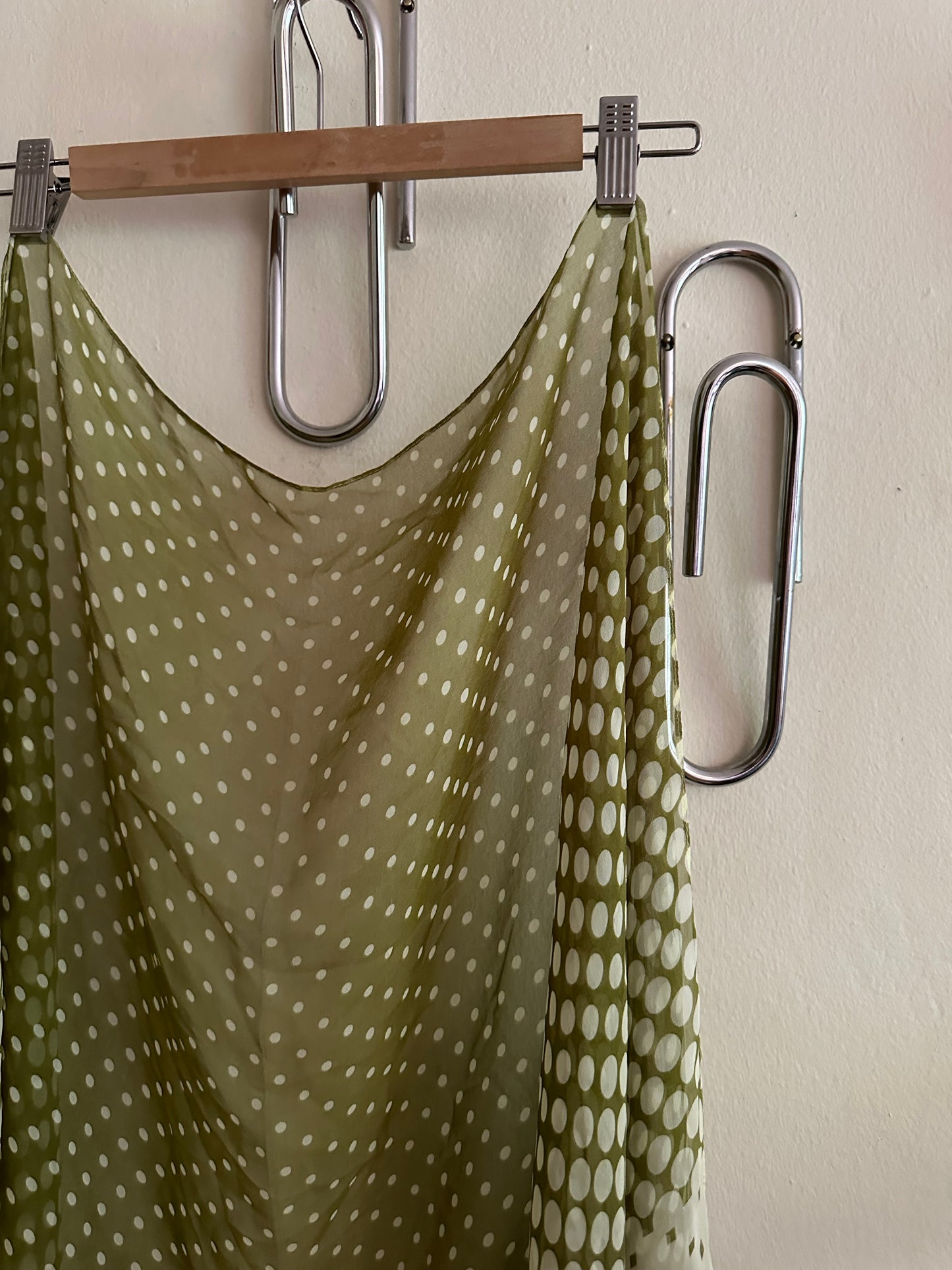 Scarf: Green Silk Polka Dot