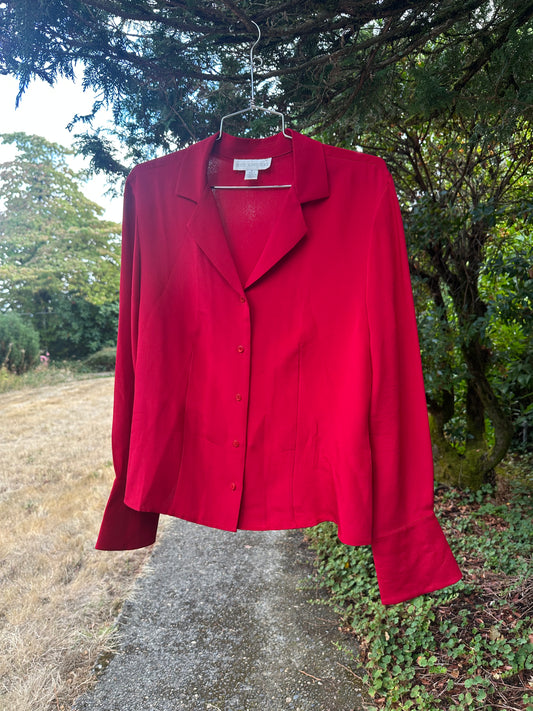 90s Red Silk Shirt — petite sophisticates
