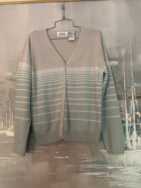 90s Blue Striped Cardigan — CLC