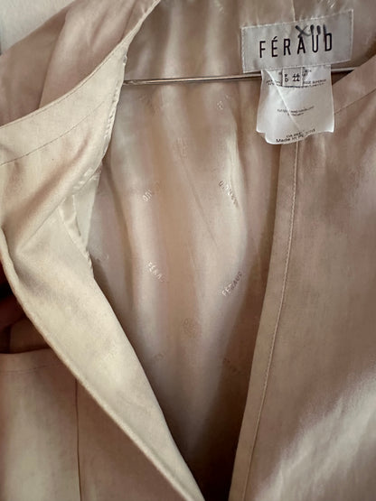 90s Tan Linen Louis Feraud Skirt Suit