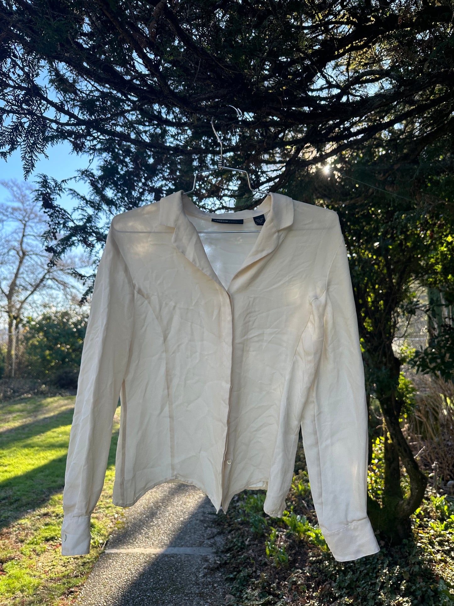 90s/Y2K white silk blouse