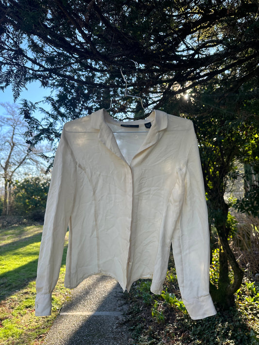 90s/Y2K white silk blouse