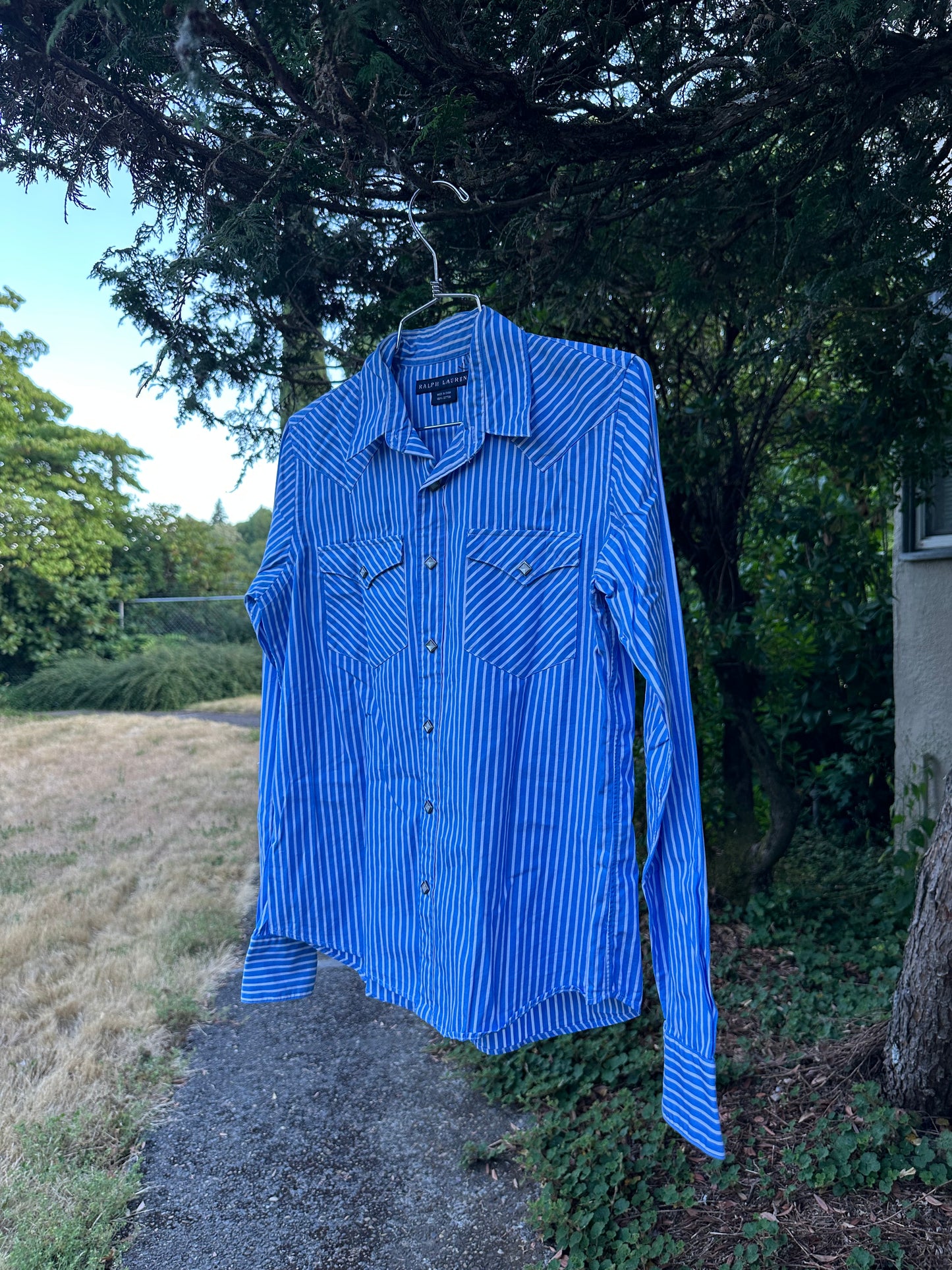 90s Blue Stripe Ralph Lauren Yeehaw Shirt