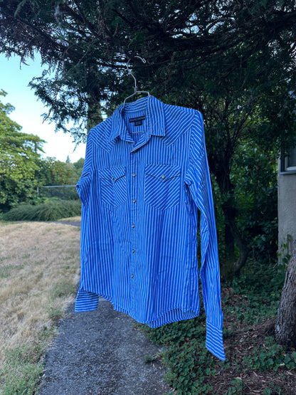90s Blue Stripe Ralph Lauren Yeehaw Shirt