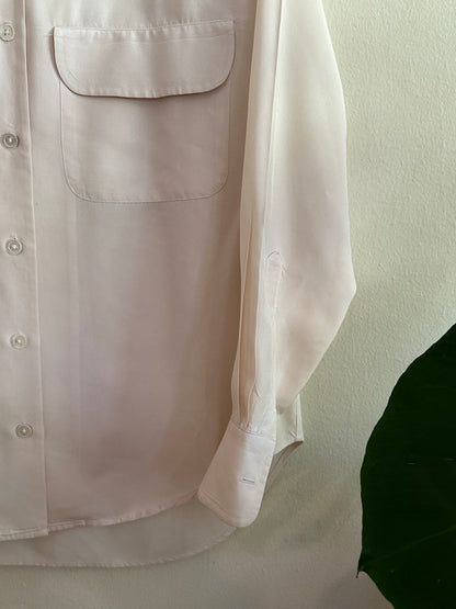 90s White Silk Button Down Shirt