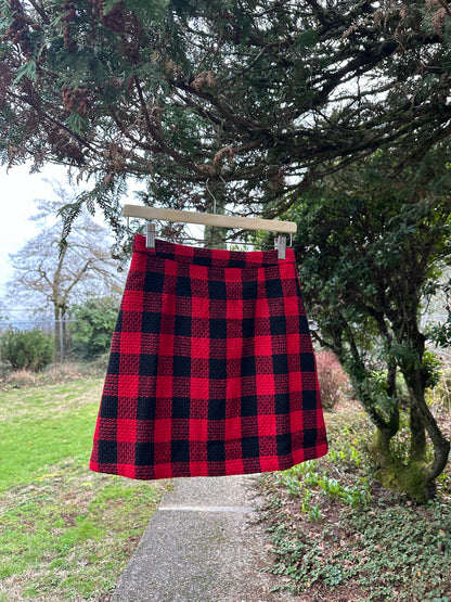 90s Red Buffalo Print Mini Skirt