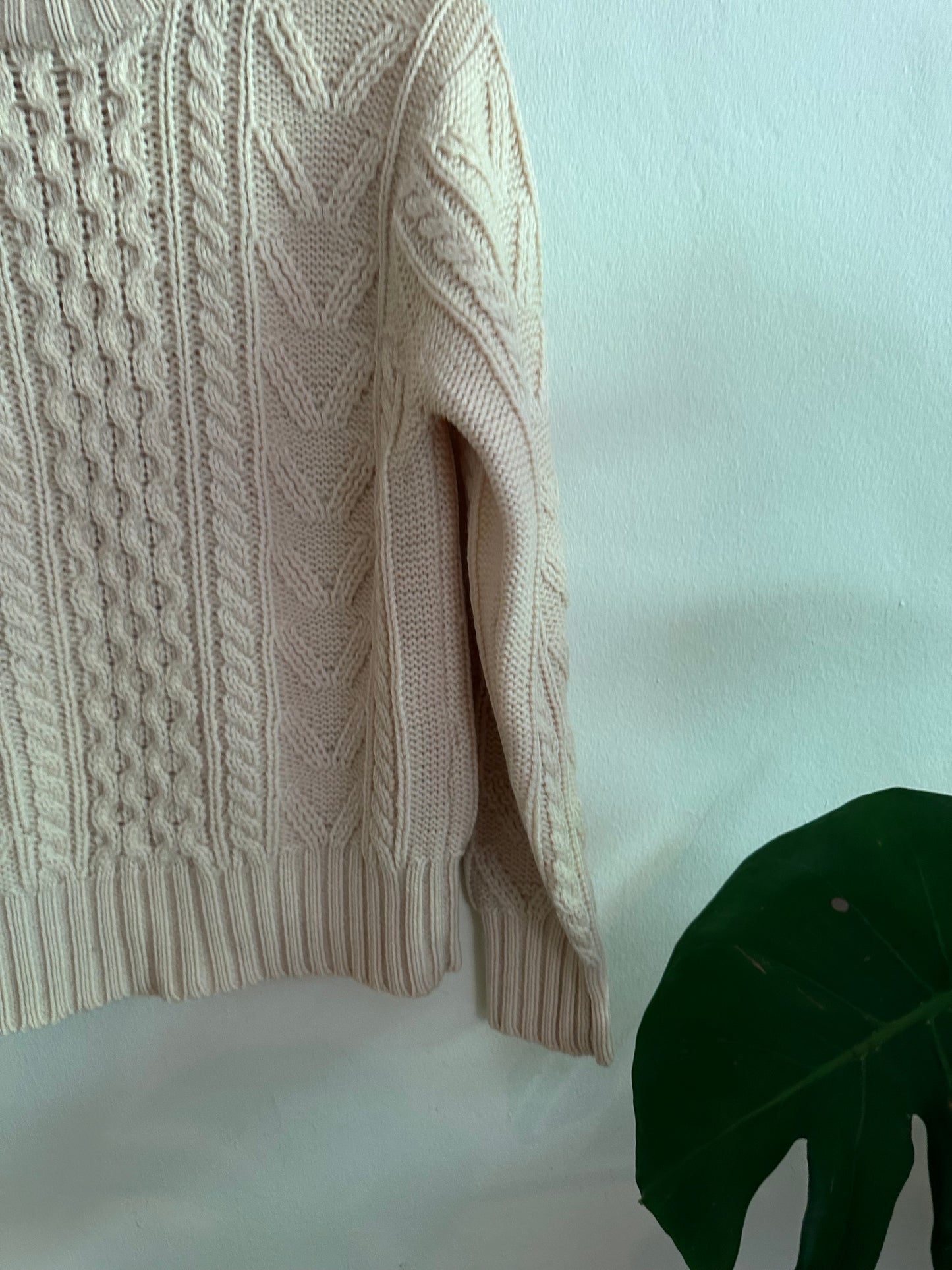 70s White Wool Fisherman Sweater