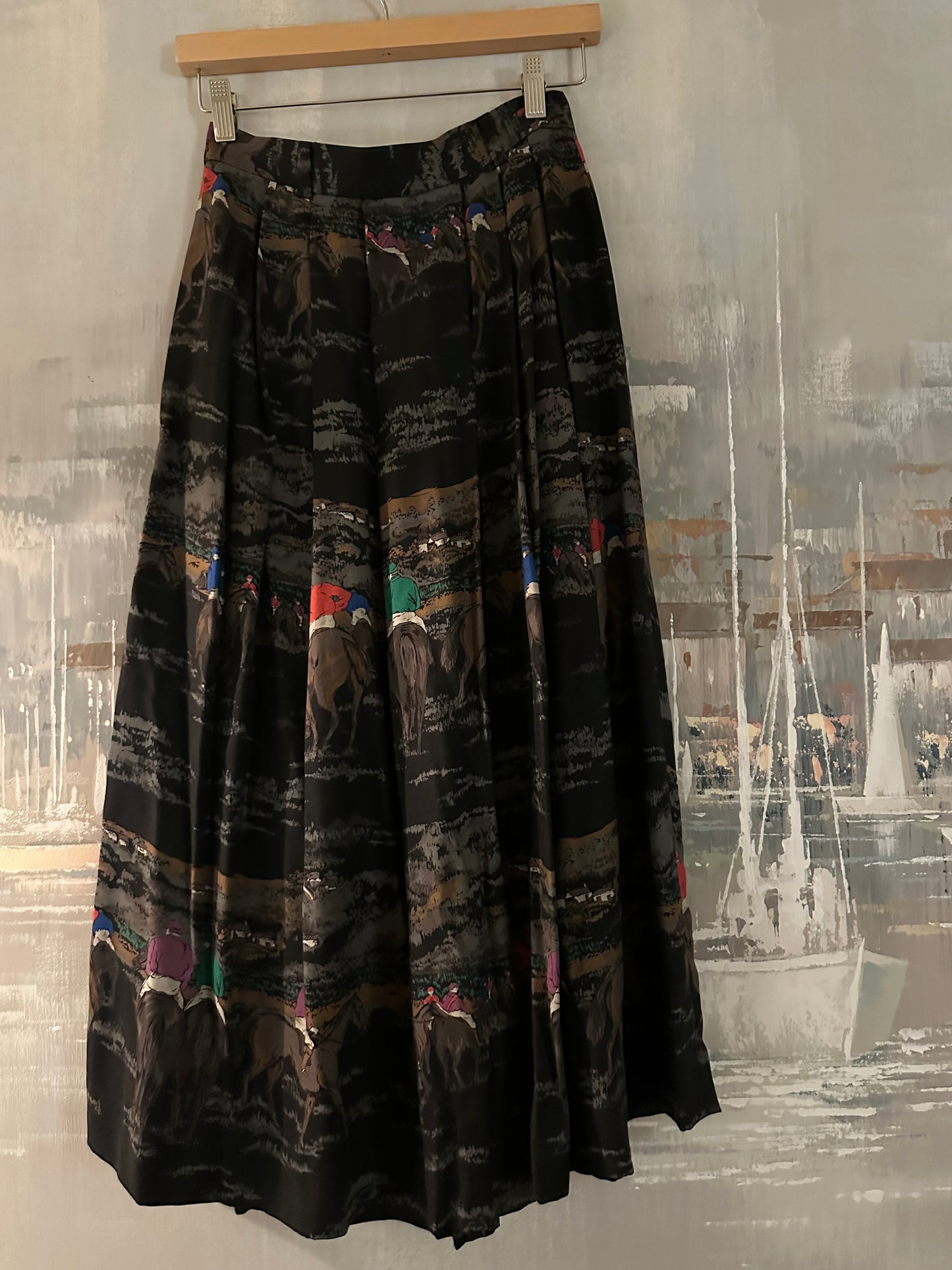 80s Black Horse Girl Jockey Skirt