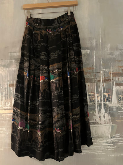 80s Black Horse Girl Jockey Skirt