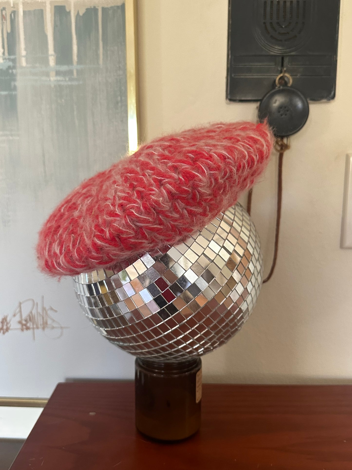 vintage Red Knit Beret