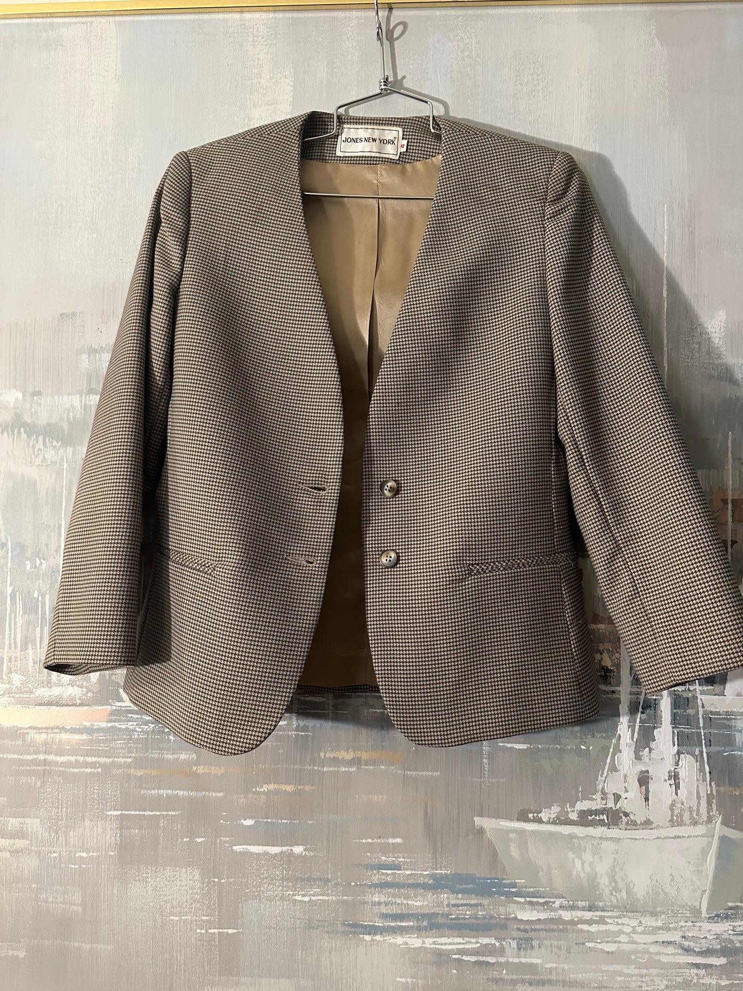80s/90s Brown HoundsTooth Jacket - Jones New York