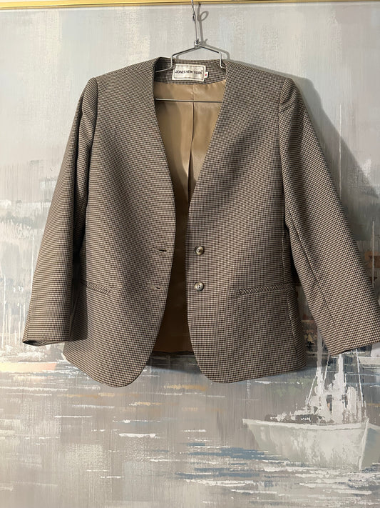 80s/90s Brown HoundsTooth Jacket - Jones New York