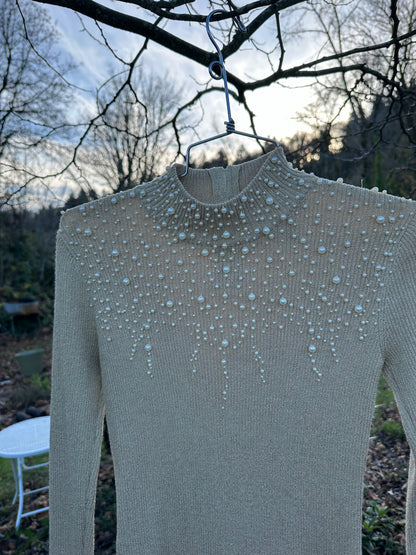 90s/Y2K Gold Beaded Turtle Neck