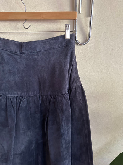 70s/80s Blue Suede Drop Waist Skirt